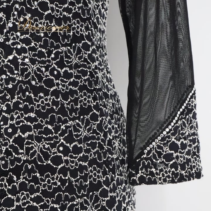 新品★ダンスドレス★スタンダード★社交ダンス★競技会★パーティー★白黒グラデー オーダー 社交ダンスドレス】【 商品番号 2346 -A】（Black