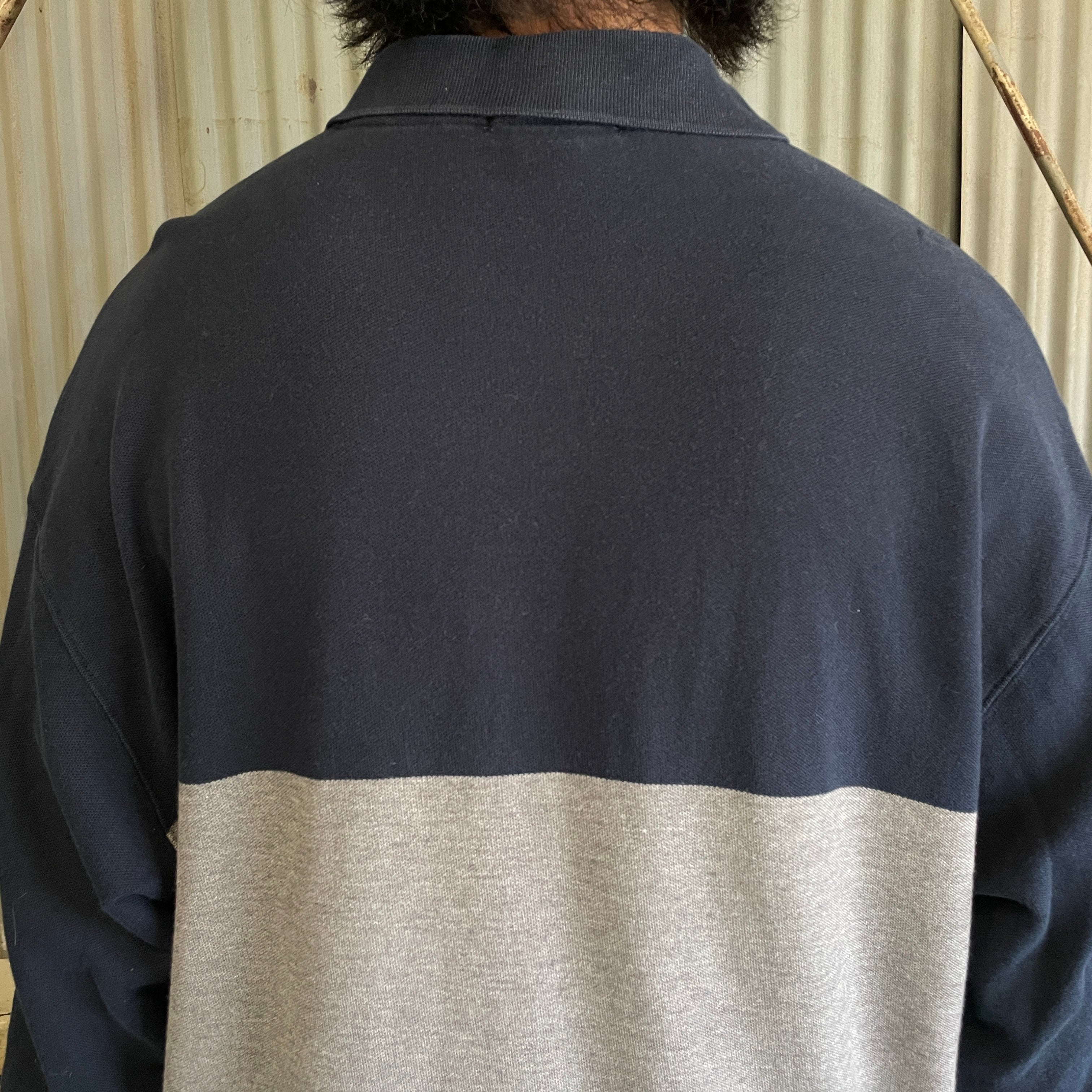90年代 Nautica ノーティカ 鹿の子 ライン 長袖ポロシャツ メンズXL