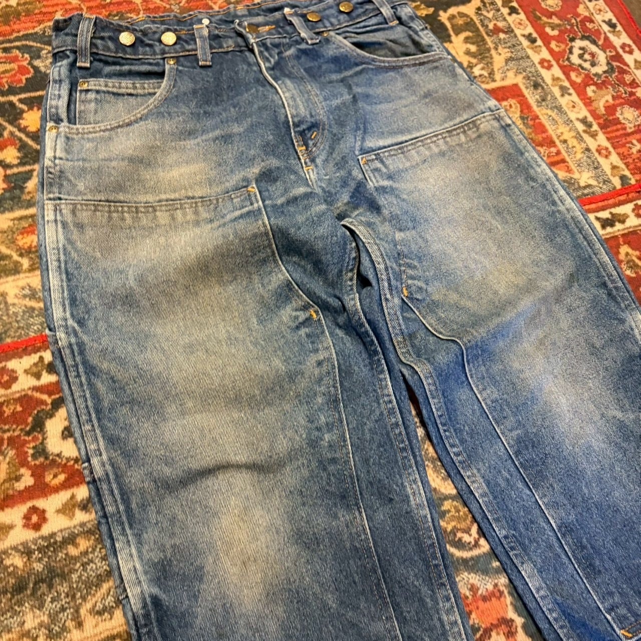 90s USA製 PRSN BLU デニムパンツ ペインターパンツ ダブルニー L