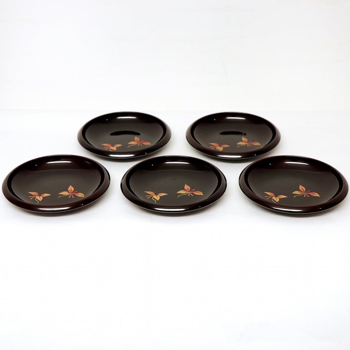 会津塗・銘々皿・5枚・No.180618-83・梱包サイズ60 | リサイクル