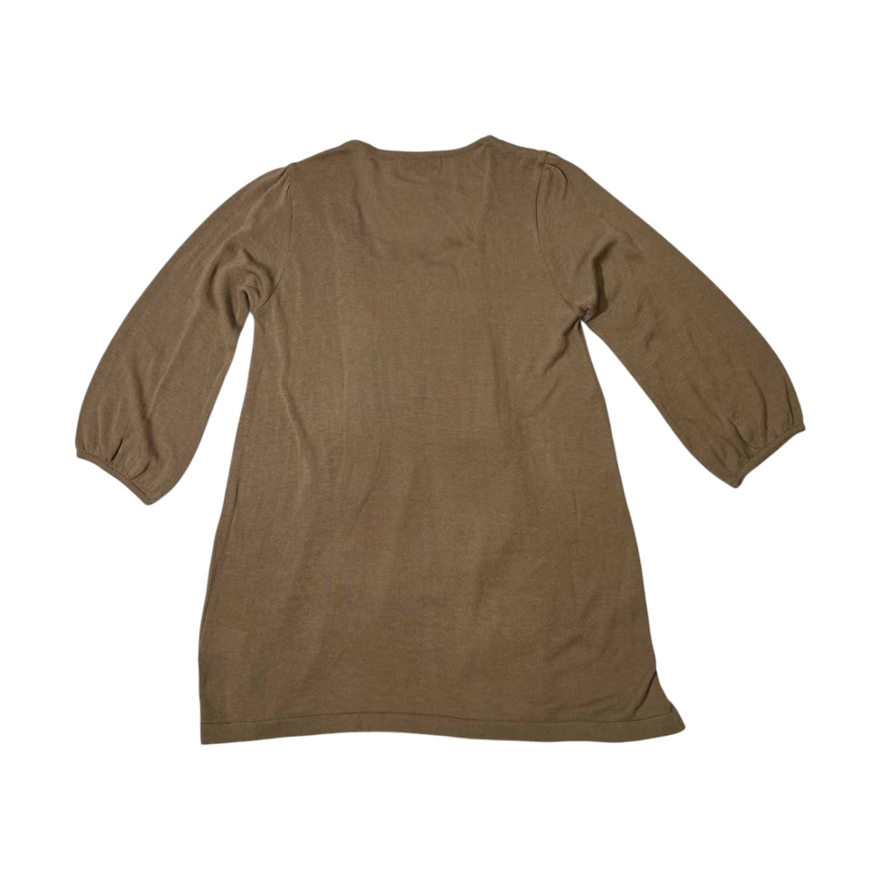 YUKI TORII ユキトリイ INTERNATIONAL フリルタック付き シフォン切替 ハイゲージ コットンニット カーディガン 40 /日本製/薄手