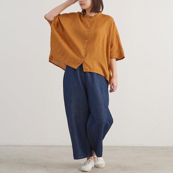 HEAVENLY ヘブンリー レディース ブラウス LINEN STANDCOLLAR DOLMAN