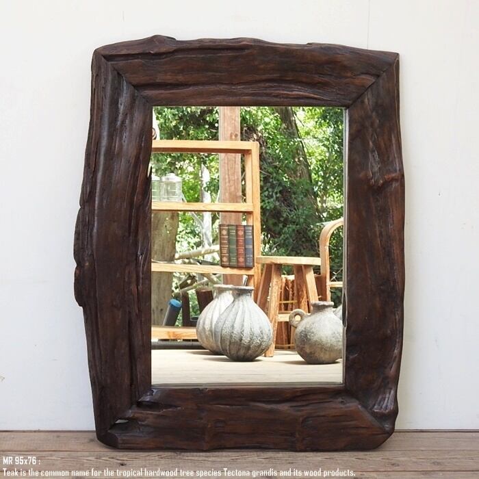 一点物 オールドチークフレームミラー 95cm×76cm 奥行 6cm 太い