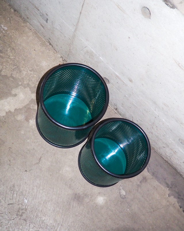 (medium size)Green perforated metal dustbin or umbrella stand