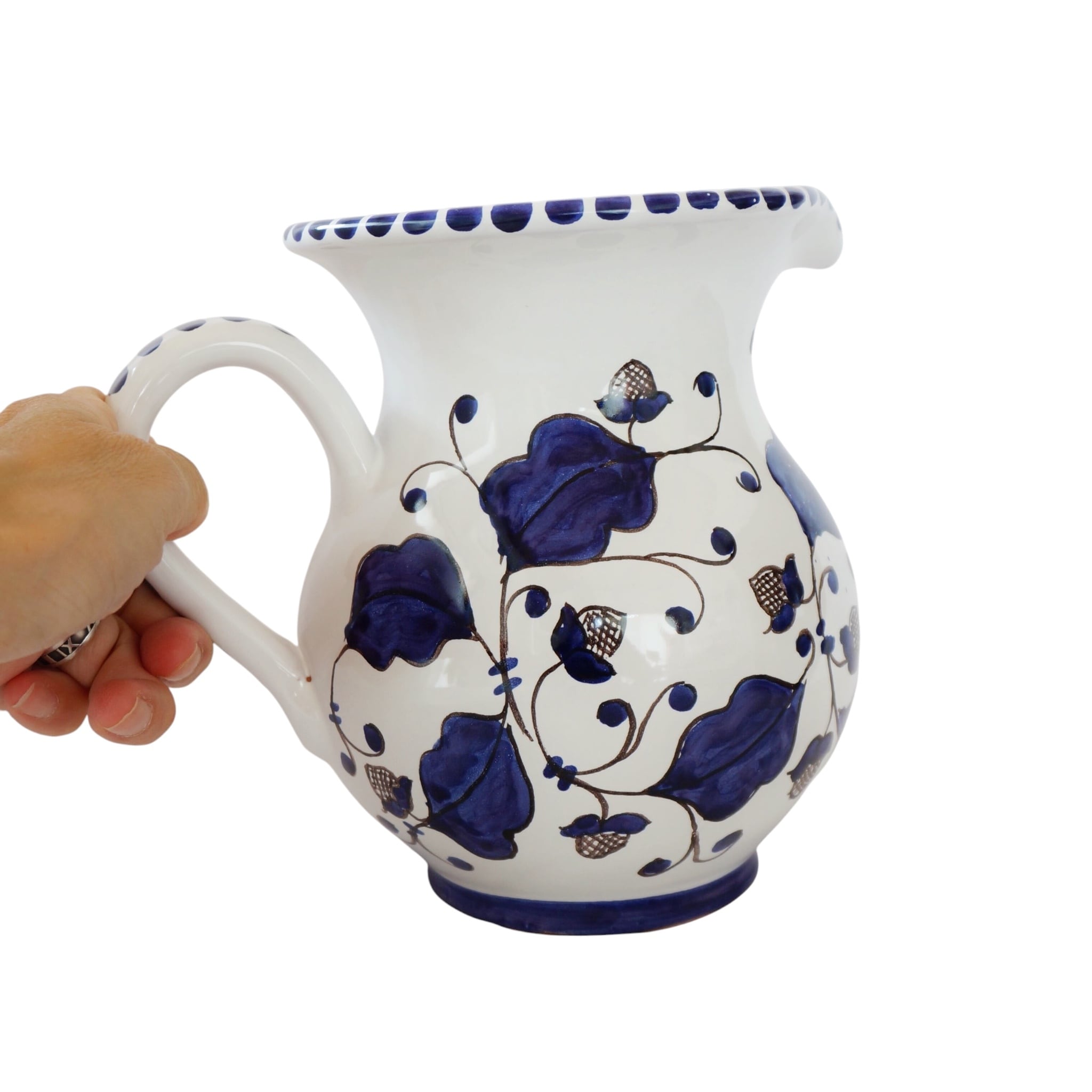 水差し ジャグ(M) 16cm 1000mL BRC005 コバルトブルー 草花模様