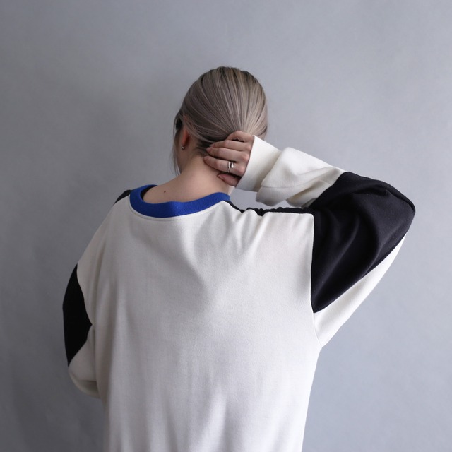 switching  color half-zip sweat pullover