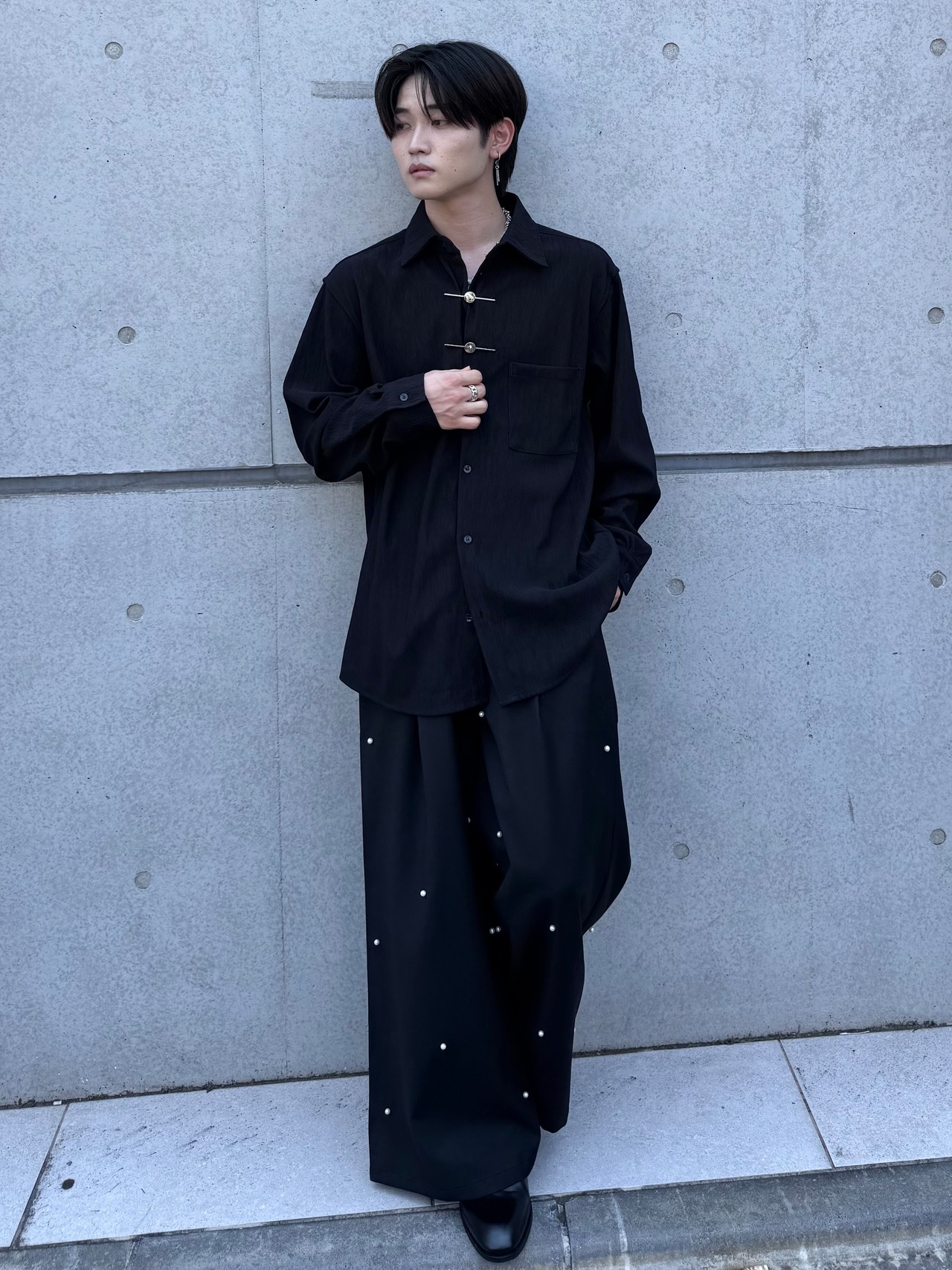 【ALUDE SELECT】twin bar luxe shirt(2color）