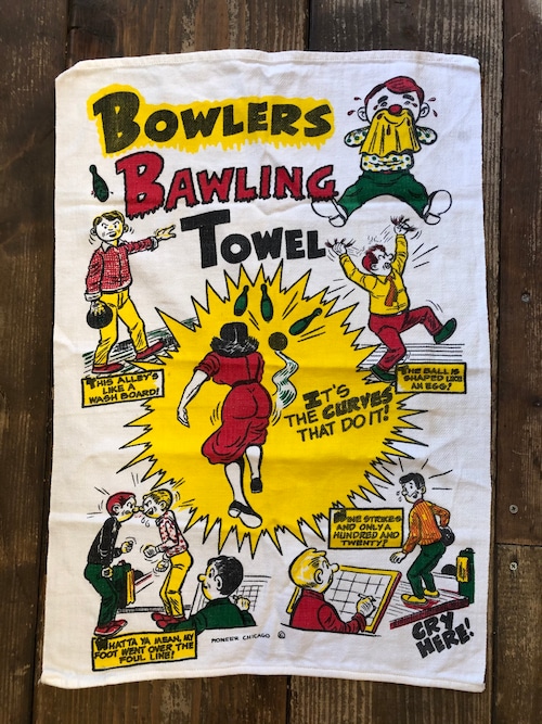 BOWLING TOWEL"BOWLERS BAWLING TOWEL''/ボーリングタオル USA 50's ビンテージ 希少