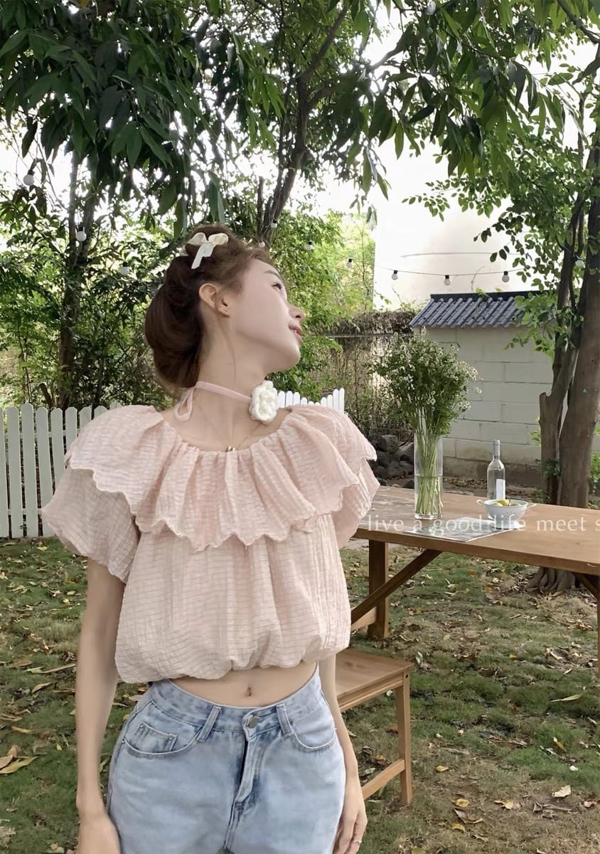 オフショルダー フリルトップス G10CT0044 | liberal style. - 韓国