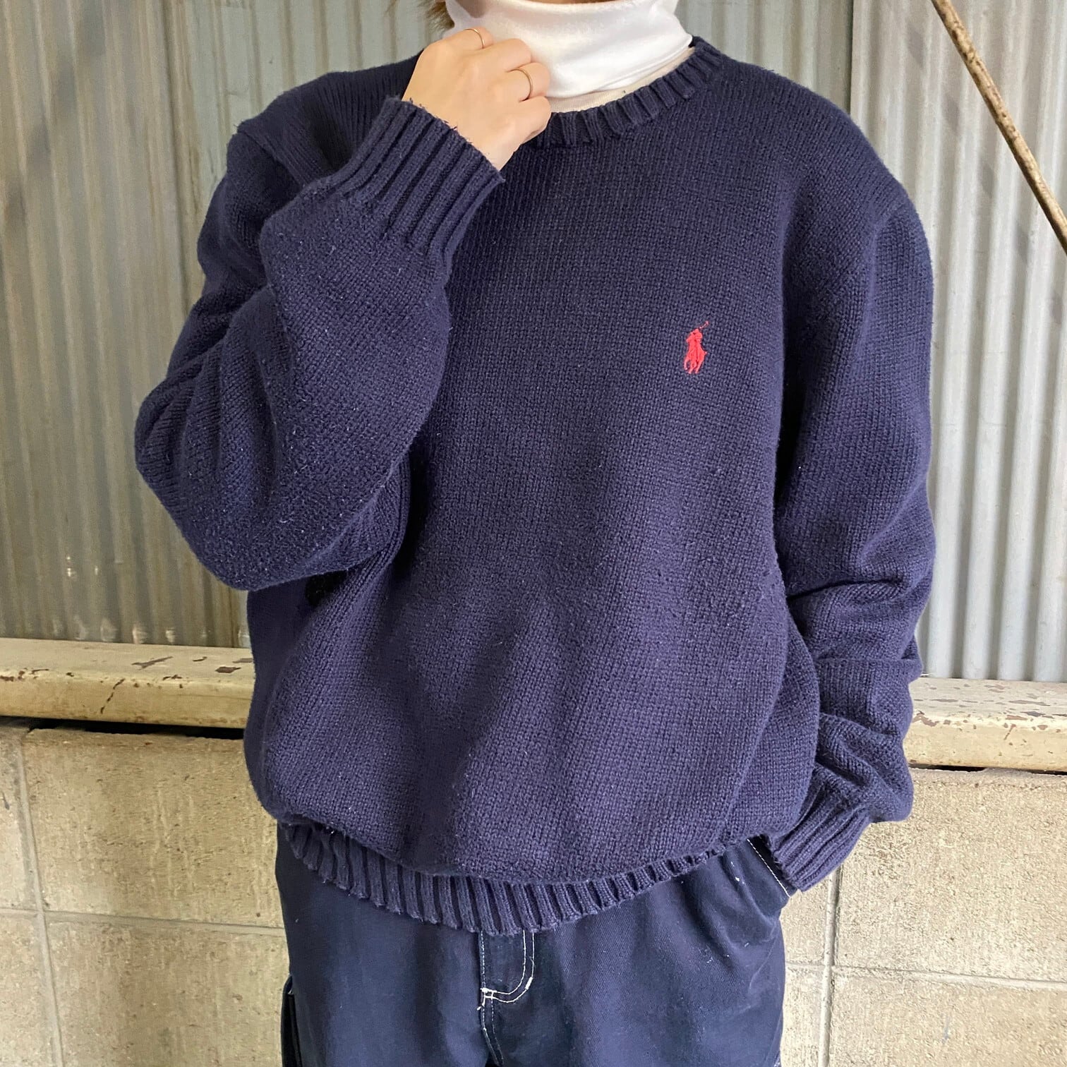 ポロバイラルフローレン マルチカラー 刺繍ロゴ コットン ニット セーター
