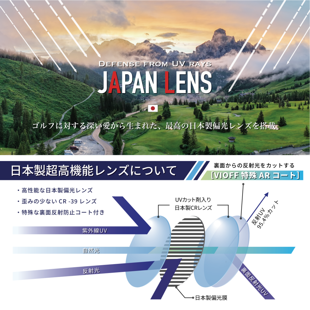 TURF PROJECT 日本製偏光レンズ搭載サングラス［大きめウェリントン］運を呼ぶ和柄デザイン付き  UV100％カット/UV400    ケース付き  形：ウェリントン　色：カーキ　レンズ：G-15 グリーン　/ TPPF-58263-col.4 KAHKI