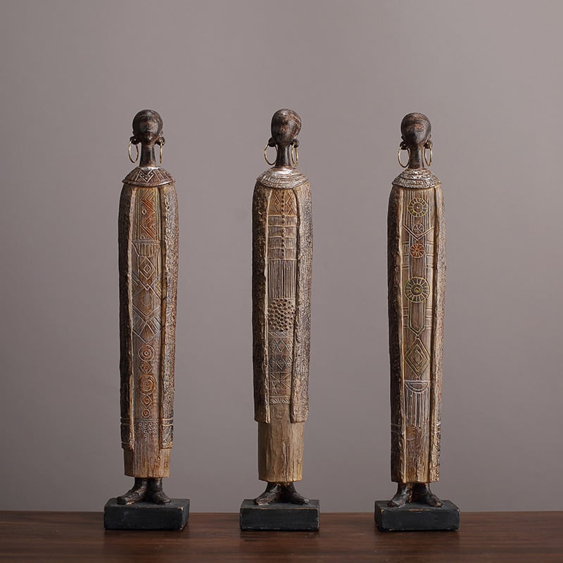 アフリカの部族 アート 女性 置物 オブジェ レトロ ノスタルジックな