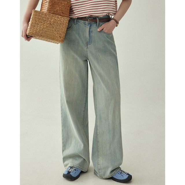 blue high waist wide pants