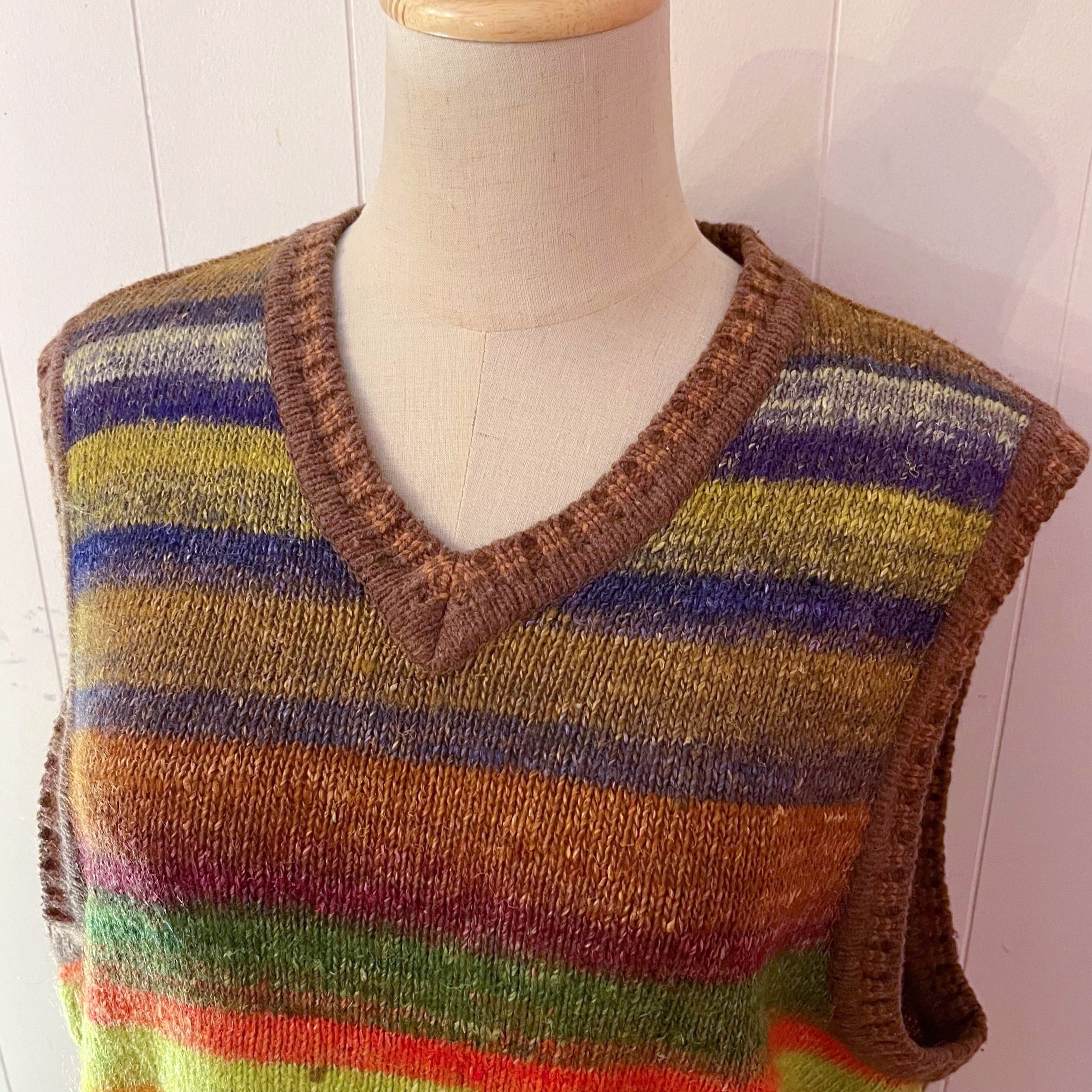 rainbow color mohair knit vest