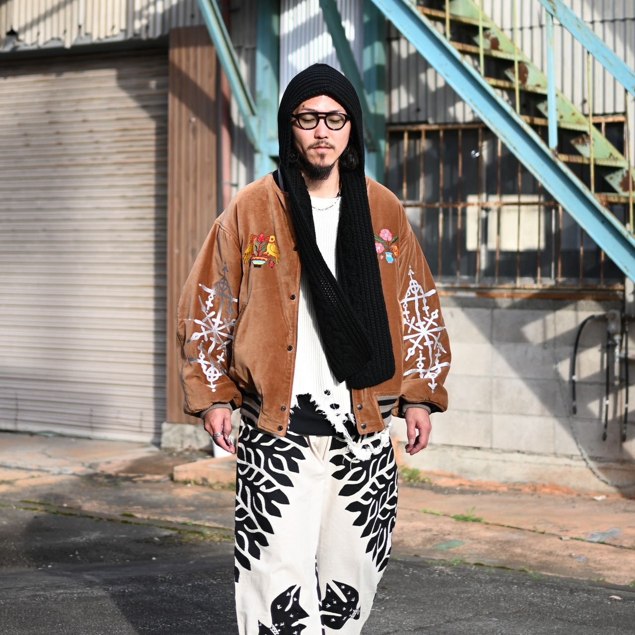 Leh /  Embroidery SKA Reversible Blousonコーディネート