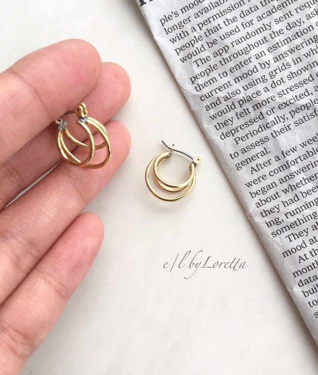 真鍮 three circle Pierce  0008