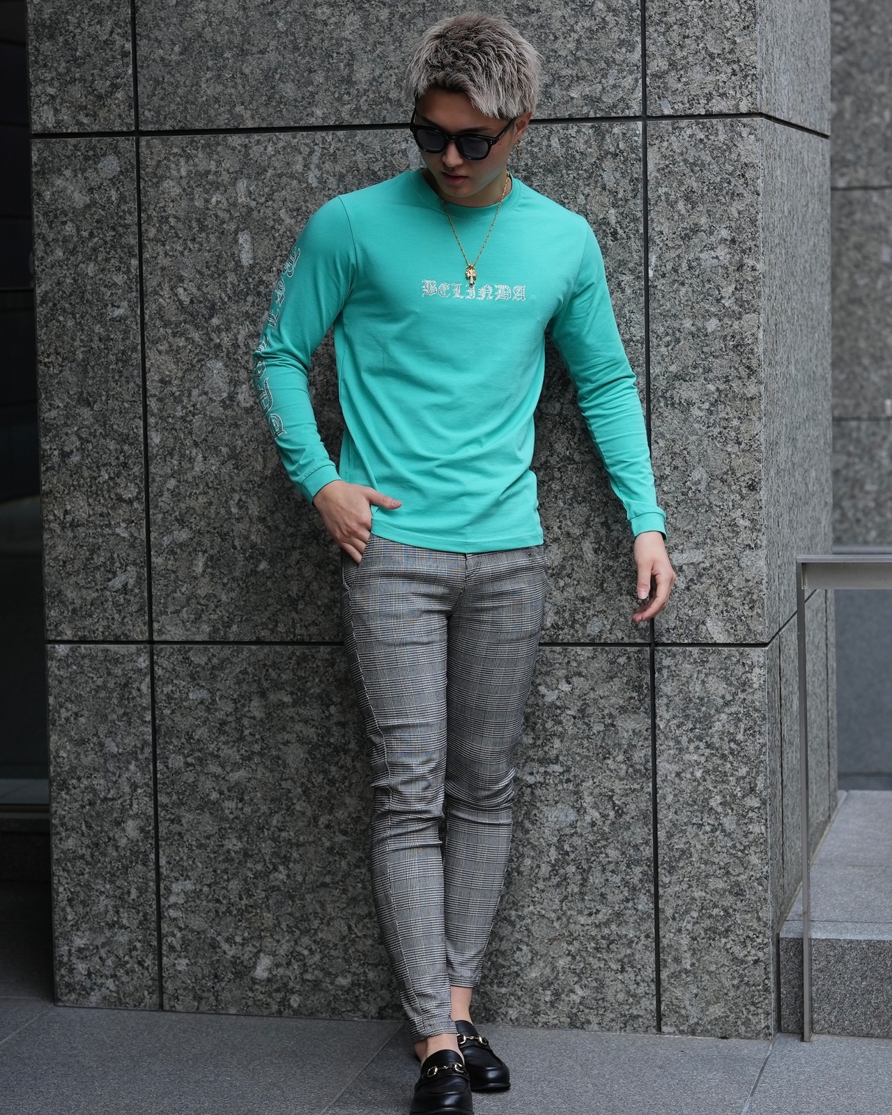 RHINE STONE SHIRTS TURQUOISE BLUE 【BB24017】