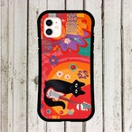 iPhoneケース 黒猫 ギター 音楽｜ギター柄 北欧レトロ CAT044