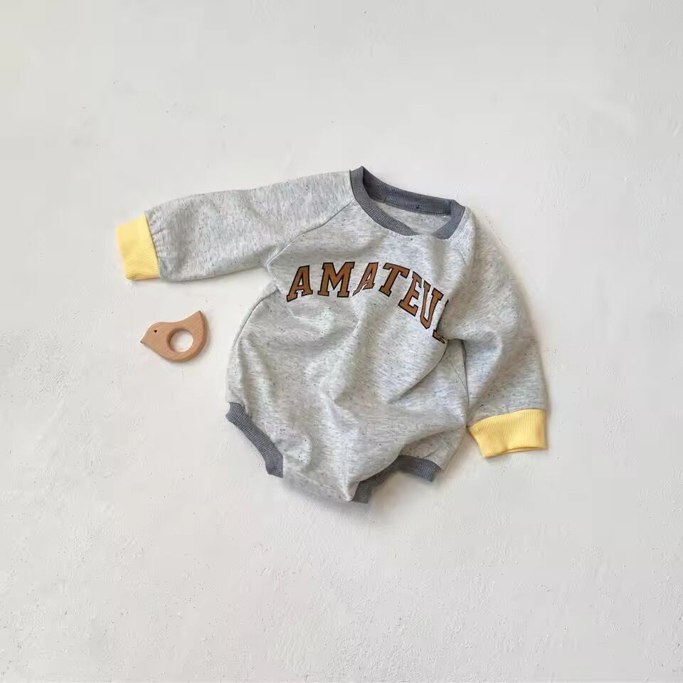 バイカラーつぶつぶロンパース