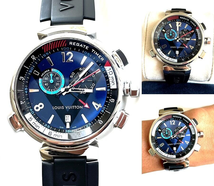 LOUIS VUITTON ルイヴィトン タンブール レガッタ クロノグラフ デイト TAMBOUR Blue Q102D
