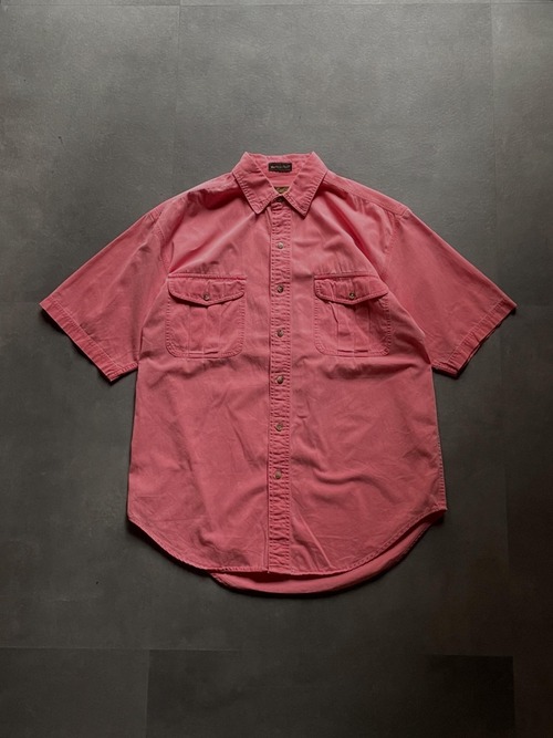 Eddie Bauer 半袖シャツ ピンク コットン M 両胸ポケット