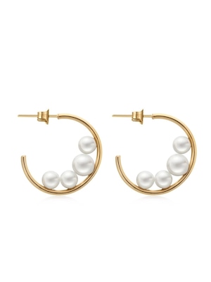 pearl circle pierced 2color【NINE-A6215】