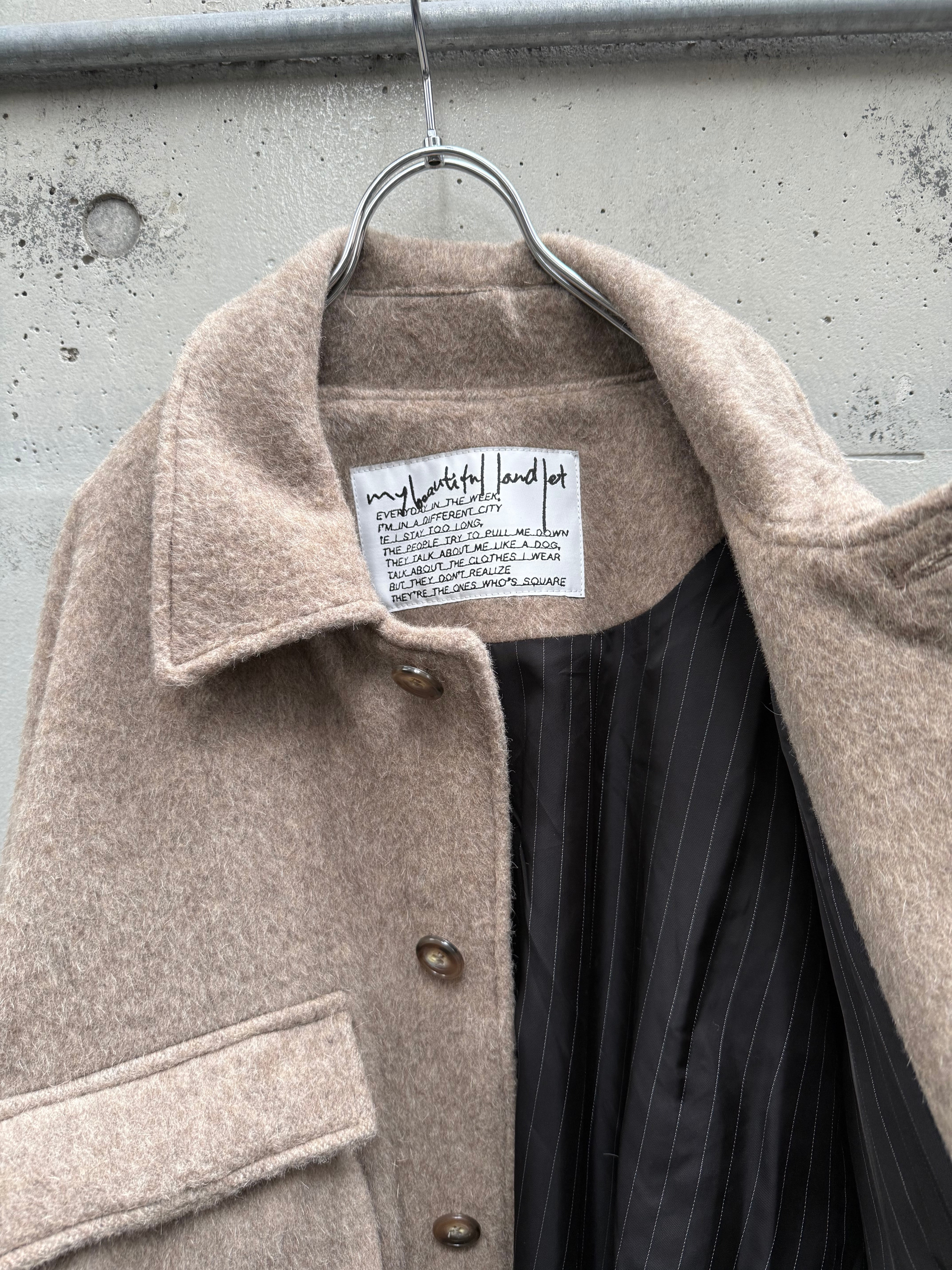 my beautiful landlet ALPACA SHAGGY COVERALL JACKET / BEIGE | Pay ID