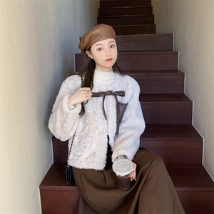 【韓国通販 dgo】lace up short jacket apricot color（A0795）