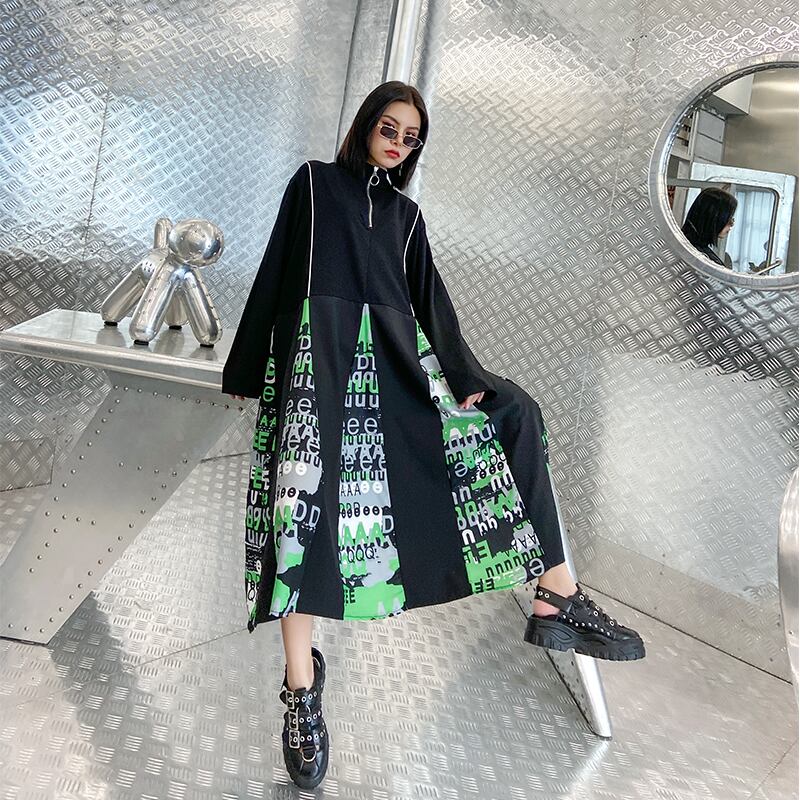 ドレス ロングプリントAライン薄手 スカート ステッチ ラブタオタオダレンハウス41768710322