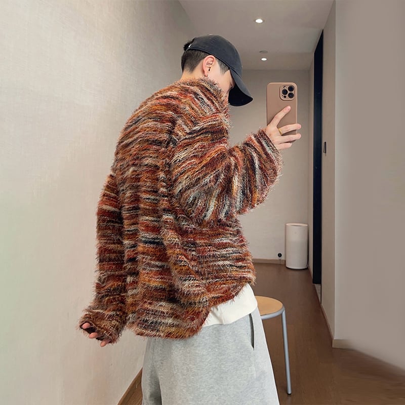 dannyandzeeマルチカラーふわふわニットトップス | mblueshop