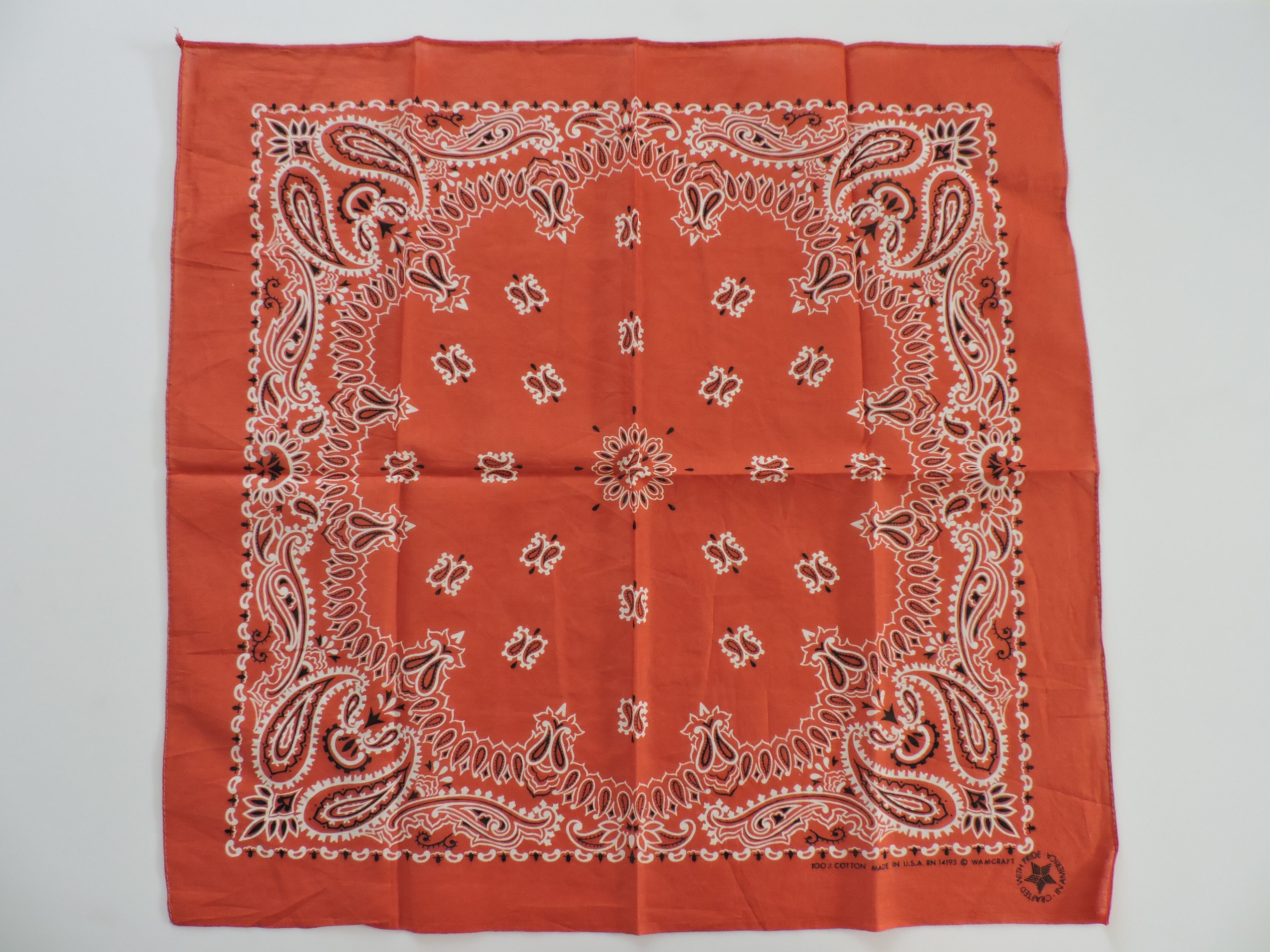 古着　US バンダナ　9枚まとめ売り　ヴィンテージ　ペイズリー　23 80s〜 ヴィンテージ バンダナ USA製 RN14193 SPRINGS 【Deadstock】80