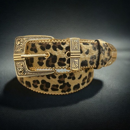 ウエスタンベルト ヒョウ柄 スタッズ 韓国 Y2K ストリート wb68