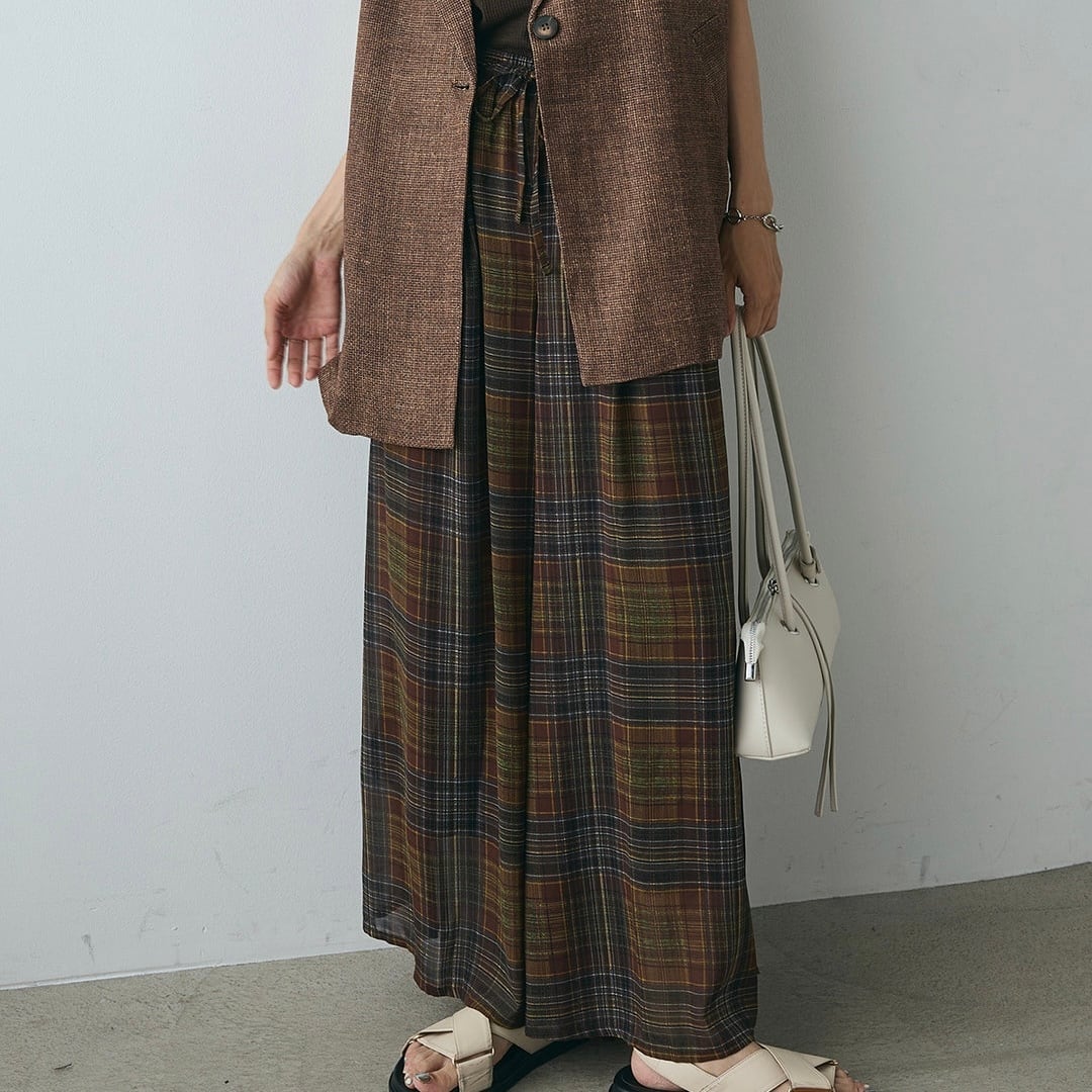 チェックロングパンツ
