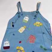 Mademoiselle NON NON マドモアゼルノンノン プリント エプロン /水色系/コットン/日本製