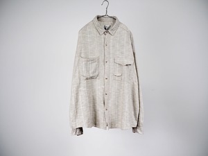 GOOUCH unusual pocket stripe L/S shirt XL /  made in INDIA