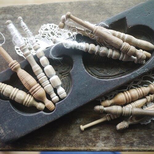 木製ボビン4本 マルチーズレース マルタ ゴゾ島レース