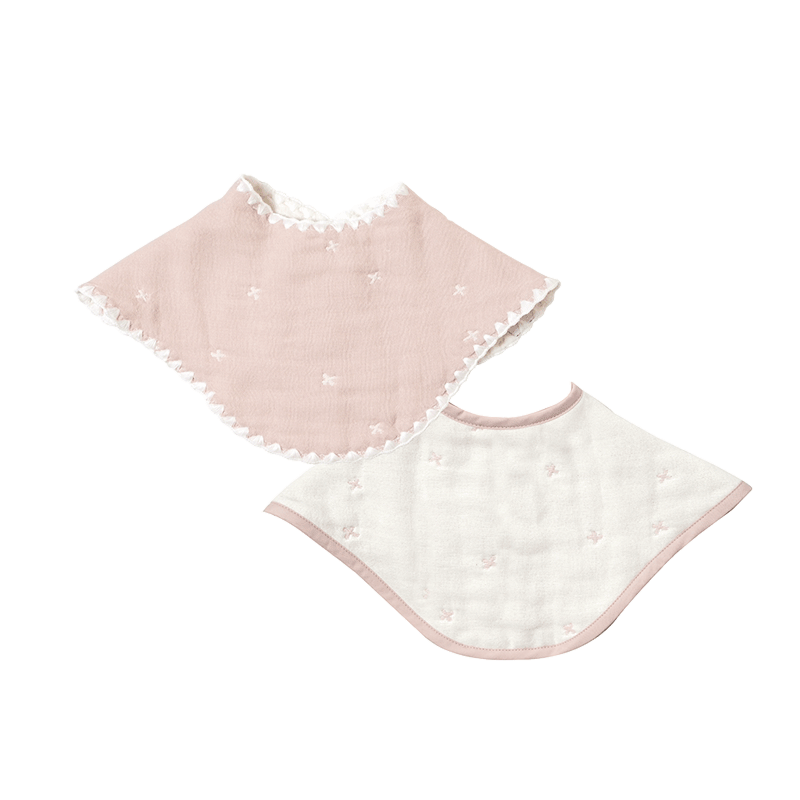 10mois(ディモワ) / ふくふくガーゼ(6重ガーゼ) 2wayビブ(2枚セット) / シェルピンク