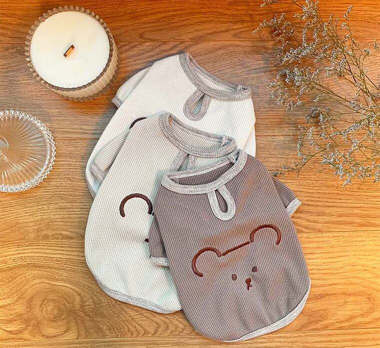 【SALE】rino bear t-shirt XS ~ XL 3color / 犬服 新作 可愛い ワンコ服 犬の服 長袖T シャツ ドッグウェア クマちゃん シンプル ニット お揃い トップス top12