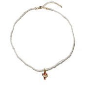 【LOVEBUZZ】ペンダント：鳩と十字架チャームのシードパールネックレス