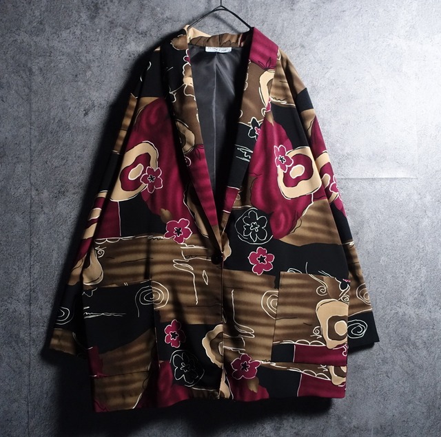 90s"KENINGTON SQUARE" Multicolor Artistic Design Easy Tailored Jacket