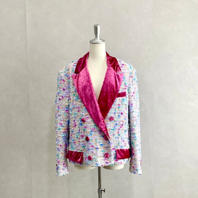 ※一点物 Fancy tweed double jacket【pays des fees】