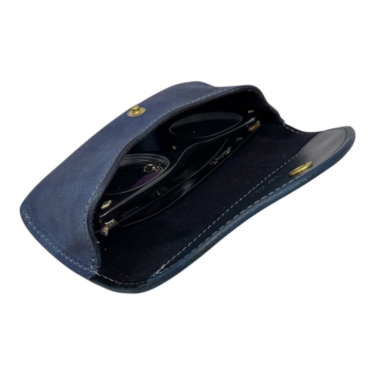 Re-ACT / Indigo Paisley Glasses Case - 藍染レザー(ペイズリー