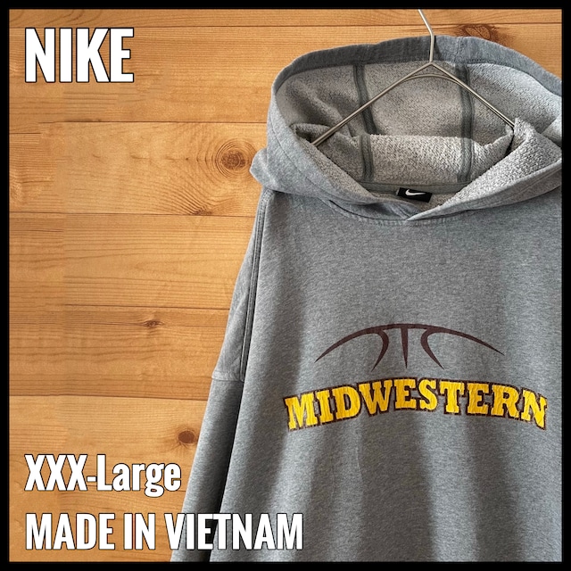 【NIKE】カレッジ ミッドウェスタン大学 Midwestern バスケ プリント ヒビ割れ スウェット パーカー 3XL ゆるだぼ ビッグサイズ ナイキ 刺繍ロゴ スウッシュ US古着