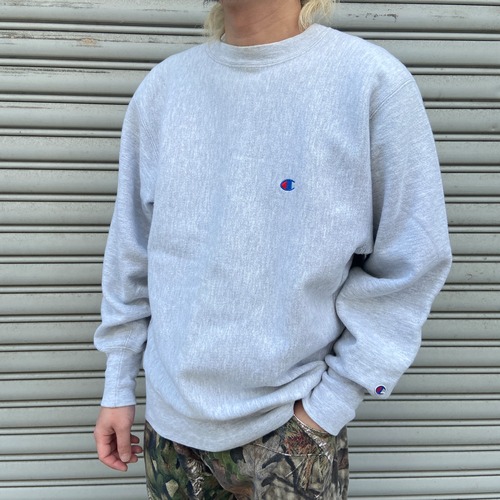 90 USA チャンピオン リバースウィーブスウェット ワンポイント グレー L
