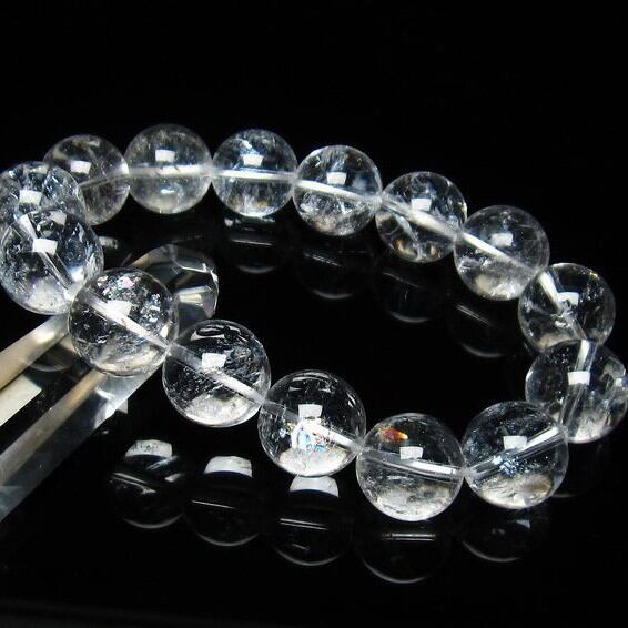 アイリスクォーツ 水晶 ブレスレット 虹入り 15mm  おまかせ便 111-3692