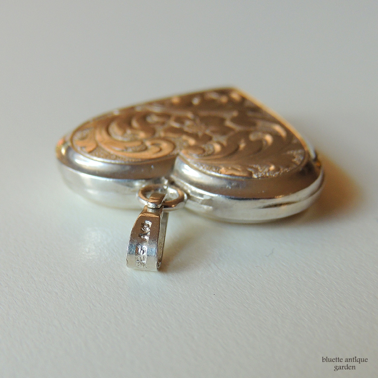 ヴィンテージジュエリー シルバー925 ハートロケット【忘れな草・アカンサス】