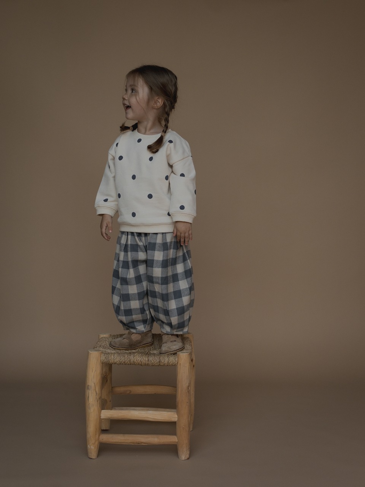 ORGANIC ZOO Fog Blue Gingham Lodge Pants