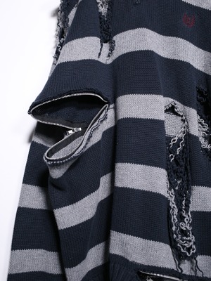 REMAKE / clash bolo × zip  border half zip knit
