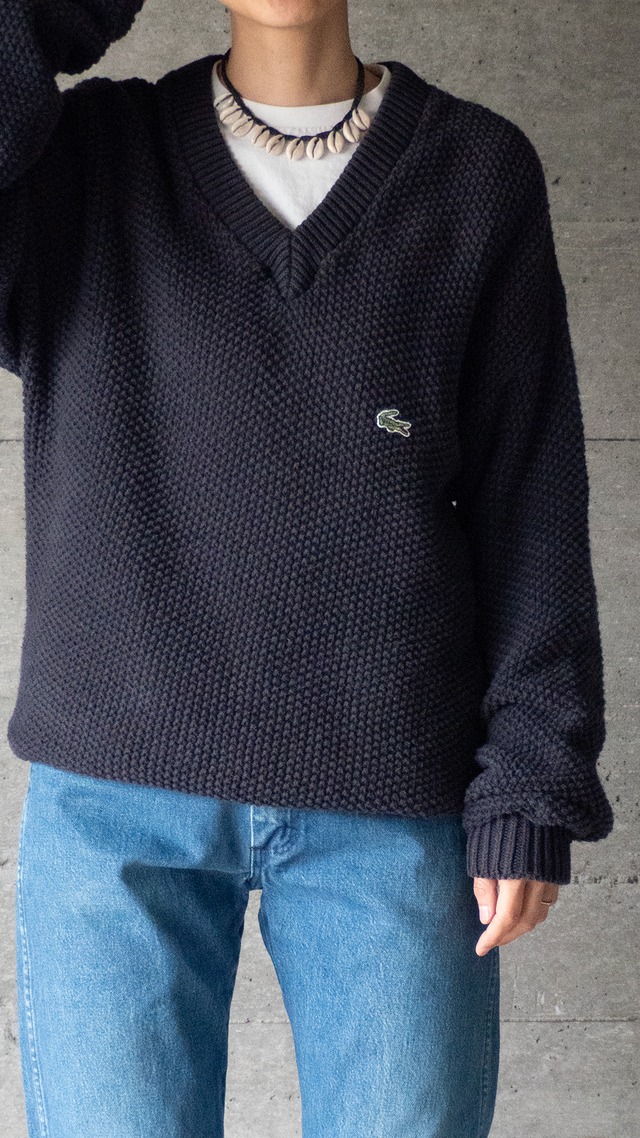 "IZOD LACOSTE" 1980s Cotton V-neck knit