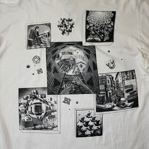 90's M.C.Escher "Multi" Printed Long-Sleeve T-Shirt USA ANDAZIA ART 90年代 エッシャー マルチプリント Tシャツ アメリカ ヴィンテージ ビンテージ だまし絵 アート TT2026-0002